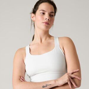 Athleta Warrior Longline Bra Thick Straps Medium Support White Buttery Soft New!